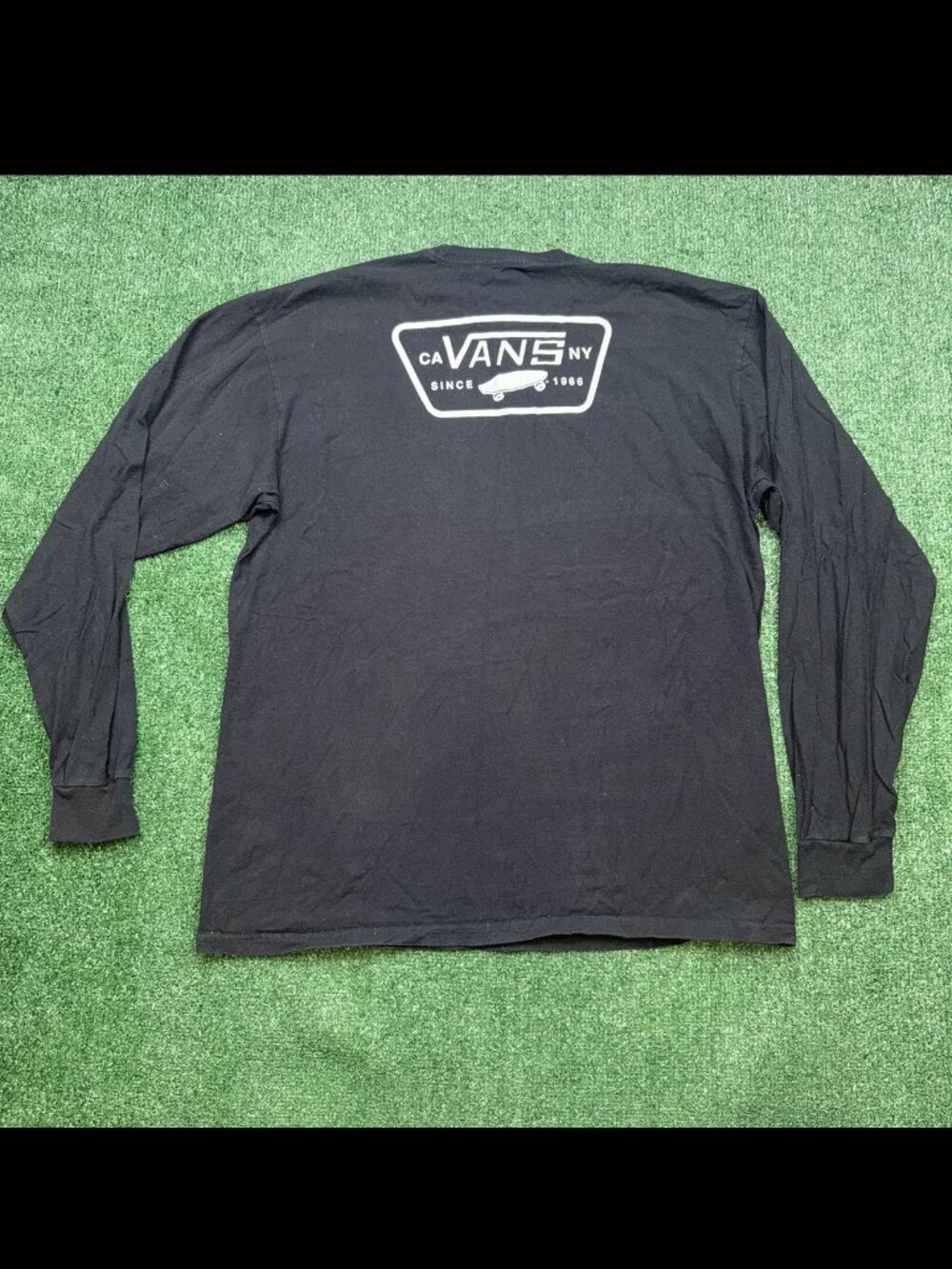 Vans Men T Shirt Size XL Black Long Sleeve Crew Neck Logo Skateboarding * READ